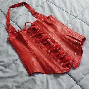 Red Faux Leather Corset
